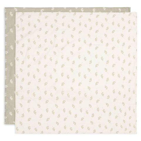 Jollein 2 otulacze niemowlęce Hydrophilic 115x115 cm Listki TWIG Olive Green