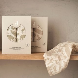 Jollein 2 otulacze niemowlęce Hydrophilic 115x115 cm Zwierzęta ANIMALS Olive Green