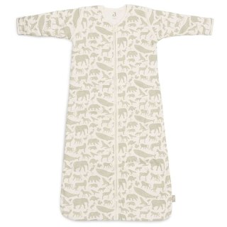 Jollein śpiworek niemowlęcy do spania całoroczny z odpinanymi rękawami ANIMALS OLIVE GREEN 70 cm