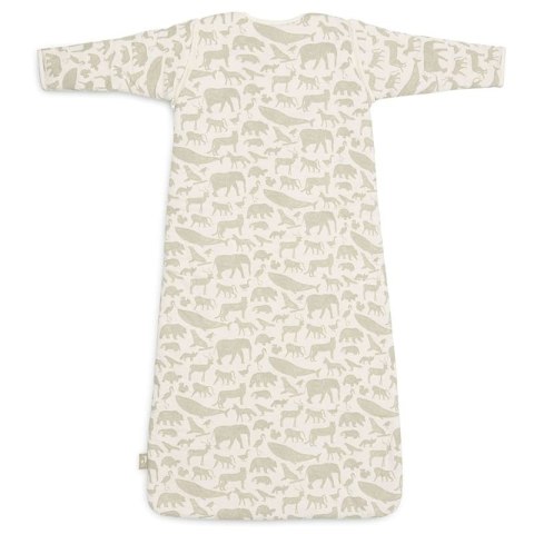 Jollein śpiworek niemowlęcy do spania całoroczny z odpinanymi rękawami ANIMALS OLIVE GREEN 70 cm