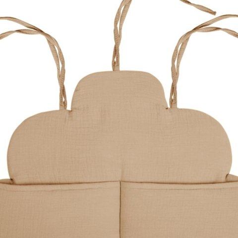 Hi Little One ochraniacze panelowe do łóżeczka z organizerem z oddychającej BIO bawełny CLOUD Beige