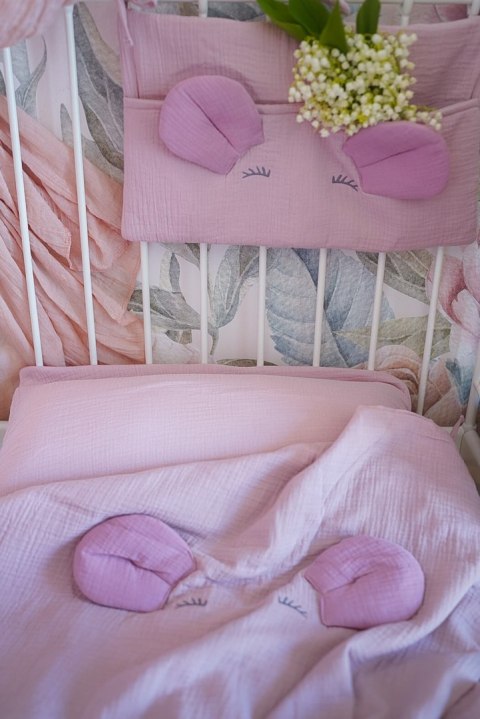 Hi Little One poszewka na pościel dla niemowląt z oddychającej organicznej BIO bawełny MOUSE Blush/Baby Pink