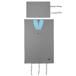 Hi Little One poszewka na pościel dla niemowląt z oddychającej organicznej BIO bawełny SLEEPY BUNNY Grey/Baby Blue