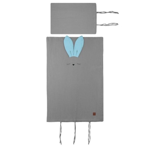 Hi Little One poszewka na pościel dla niemowląt z oddychającej organicznej BIO bawełny SLEEPY BUNNY Grey/Baby Blue