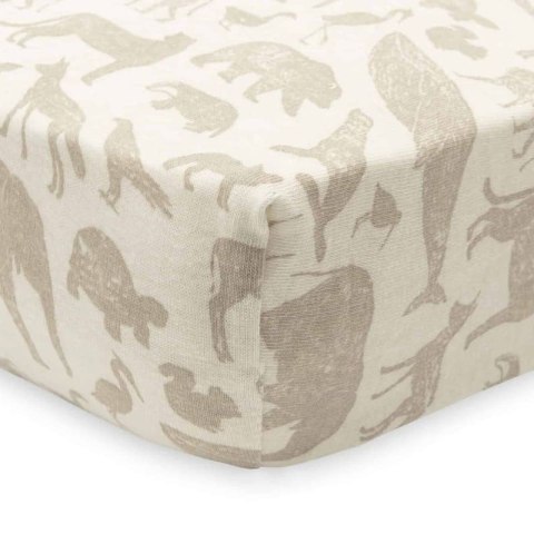 Jollein prześcieradło do kosza/kołyski/gondoli/łóżeczka 90x50 cm ANIMALS Nougat