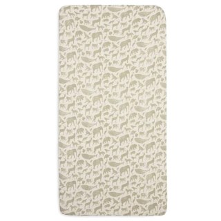 Jollein prześcieradło do łóżeczka 120x60 cm ANIMALS Olive Green