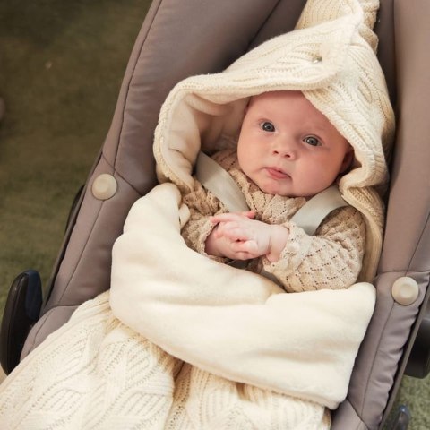 Jollein ciepły śpiworek do wózka i fotelika SPRING KNIT Ivory