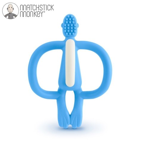 Matchstick Monkey gryzak silikonowy sensoryczny ze szczoteczką Błękitny
