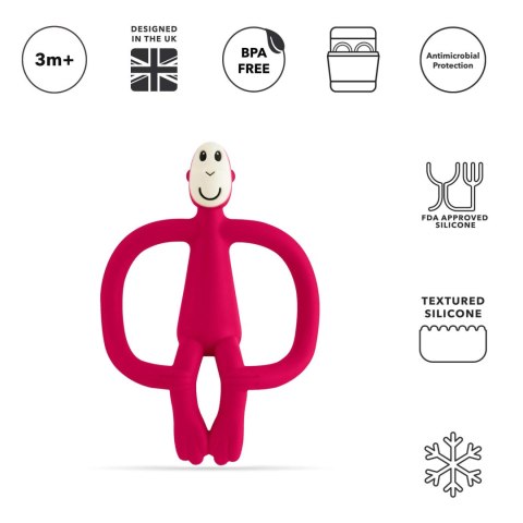 Matchstick Monkey gryzak silikonowy sensoryczny ze szczoteczką Czerwony
