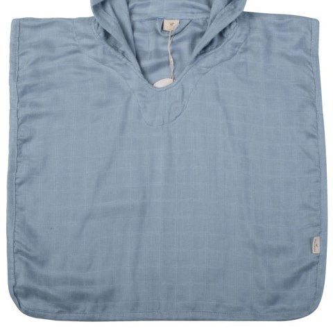 Petu Petu ponczo kąpielowe z kapturem muślin Dusty Blue 1-2 lata