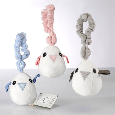 Maud N Lil Zawieszka ćwierkająca do wózka z BIO organicznej bawełny GOTS Tweet The Bird Grey