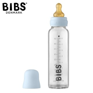 BIBS BUTELKA SZKLANA ze smoczkiem antykolkowym z kauczuku poj 225 ml BABY BLUE