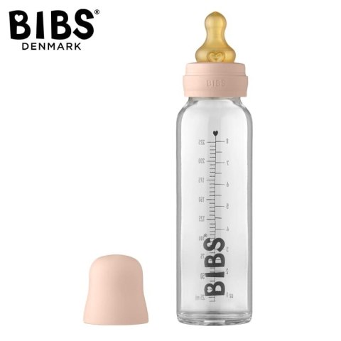 BIBS BUTELKA SZKLANA ze smoczkiem antykolkowym z kauczuku poj 225 ml BLUSH