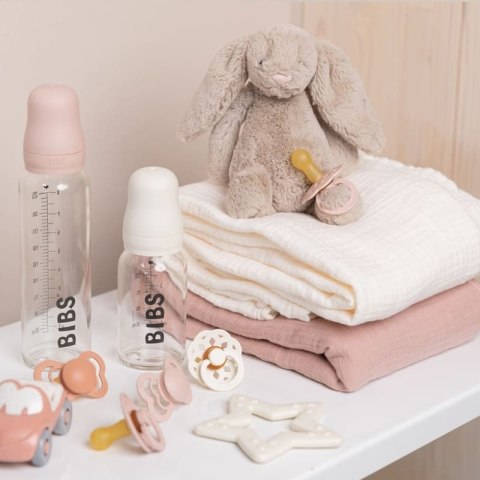 BIBS BUTELKA SZKLANA ze smoczkiem antykolkowym z kauczuku poj 225 ml BLUSH