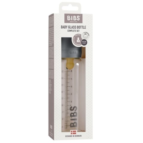 BIBS BUTELKA SZKLANA ze smoczkiem antykolkowym z kauczuku, pojemność 225 ml, IRON