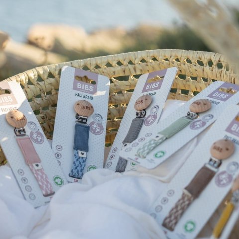BIBS PACIFIER BRAID BLUSH & IVORY zawieszka do smoczków 100% organic cotton