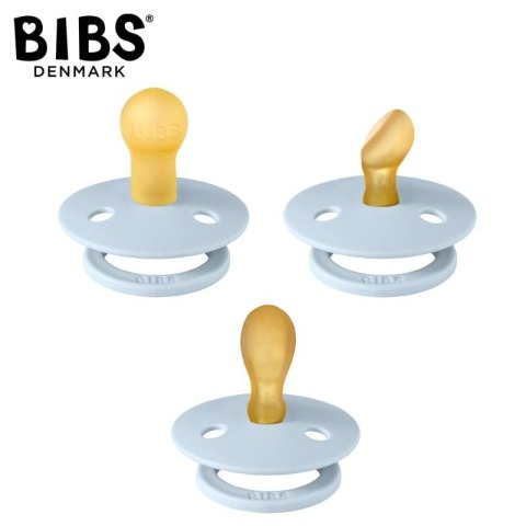 BIBS TRY-IT zestaw 3 szt smoczków niemowlęcych o różnych ustnikach BABY BLUE