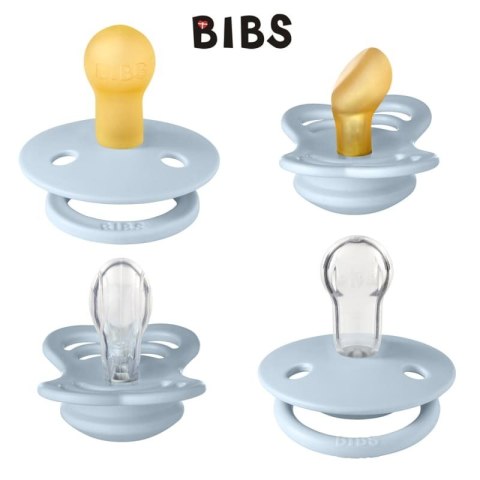 BIBS TRY-IT zestaw 4 szt smoczków niemowlęcych o różnych ustnikach BABY BLUE