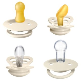 BIBS TRY-IT zestaw 4 szt smoczków niemowlęcych o różnych ustnikach IVORY