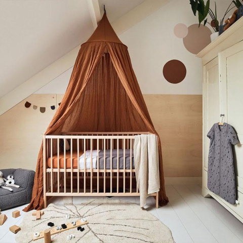 Jollein moskitiera baldachimowa nad łóżeczko niemowlęce 245 cm VINTAGE Caramel