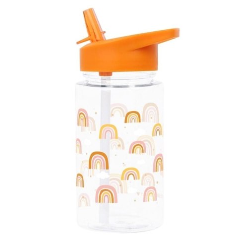 A Little Lovely Company - Bidon transparentny ze składanym ustnikiem Tęcza z naklejkami