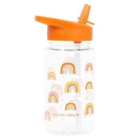 A Little Lovely Company - Bidon transparentny ze składanym ustnikiem Tęcza z naklejkami