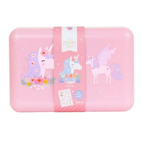 A Little Lovely Company - Śniadaniówka Lunchbox Jednorożec z naklejkami