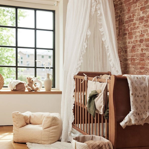 Baldachim nad łóżeczko Vintage 245 cm Vintage Ruffle Nougat Jollein