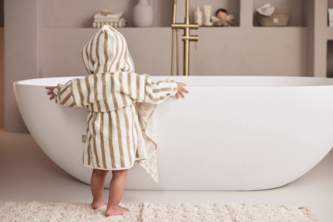 Szlafrok dziecięcy Terry 1-2 lata Stripe Terry oliwkowy Jollein