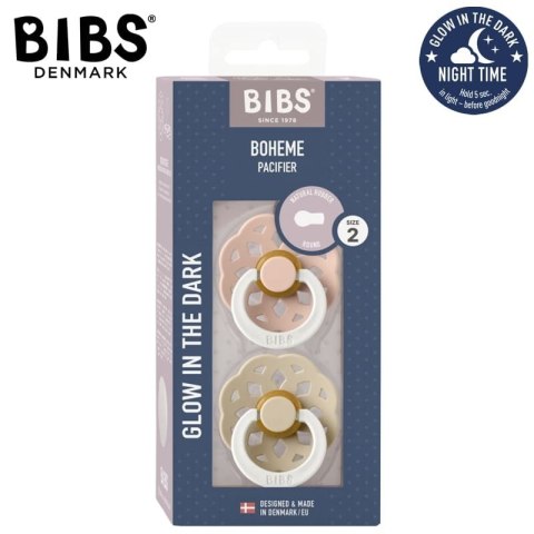 BIBS BOHEME 2-PACK BLUSH NIGHT & VANILLA NIGHT M Smoczek Uspokajający kauczuk Hevea
