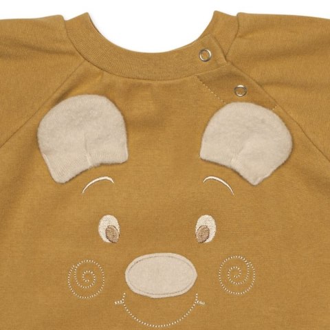 Hi Little One rampers niemowlęcy MIŚ OverSize BOHO Mustard roz M Pom Pom