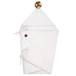 Hi Little One kocyk/otulacz z kapturem do fotelika samochodowego ALPACA BOHO White/Green Pom Pom