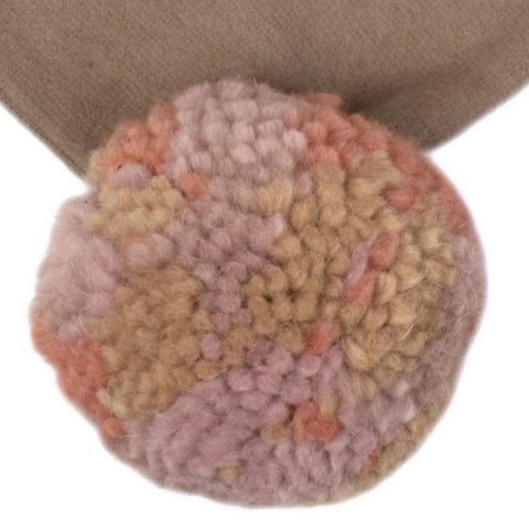 Hi Little One komin bandana zimowa dla niemowlaka ALPACA BOHO Cafe Latte/Blush M Pom Pom