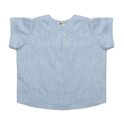 Hi Little One koszulka ze spodenkami z lnu BOHO LEO Light Blue roz L Pom Pom