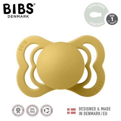 BIBS SUPREME 2-PACK MUSTARD & PETROL S Smoczek symetryczny kauczuk Hevea