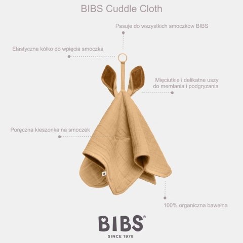 BIBS CUDDLE CLOTH KANGAROO SAGE Pieluszka przytulanka z zawieszką na smoczek