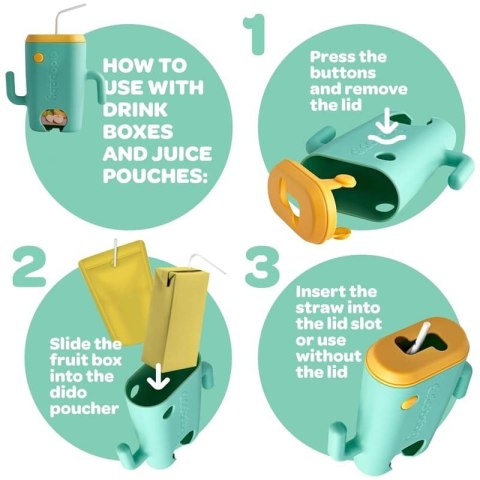 DIDOBABY Uchwyt dwustronny do soków kartonikowych i saszetek Turquoise