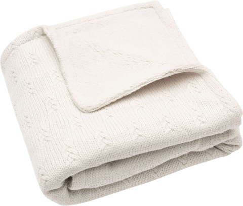 Kocyk dziany ciepły do łóżeczka 100x150cm Grain Knit Krem