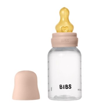 BIBS BUTELKA PLASTIC PP ze smoczkiem antykolkowym z kauczuku naturalnego poj. 150 ml BLUSH