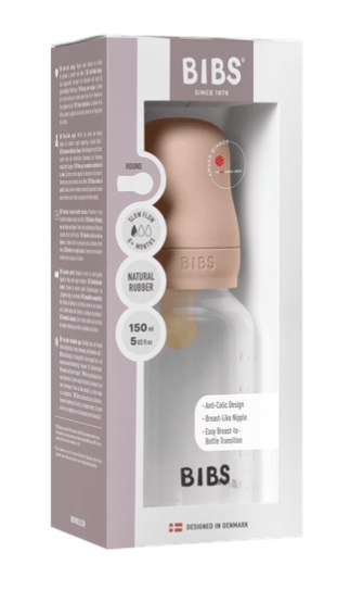 BIBS BUTELKA PLASTIC PP ze smoczkiem antykolkowym z kauczuku naturalnego poj. 150 ml BLUSH