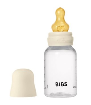 BIBS BUTELKA PLASTIC PP ze smoczkiem antykolkowym z kauczuku naturalnego poj. 150 ml IVORY