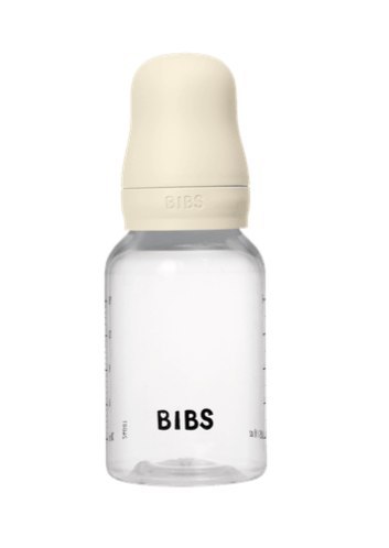 BIBS BUTELKA PLASTIC PP ze smoczkiem antykolkowym z kauczuku naturalnego poj. 150 ml IVORY