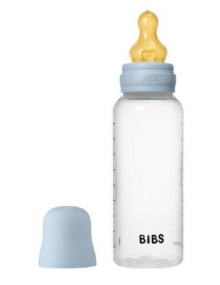 BIBS BUTELKA PLASTIC PP ze smoczkiem antykolkowym z kauczuku naturalnego poj. 270 ml BABY BLUE