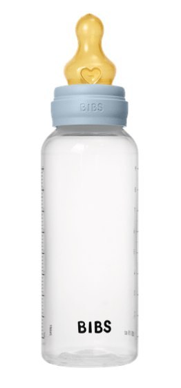 BIBS BUTELKA PLASTIC PP ze smoczkiem antykolkowym z kauczuku naturalnego poj. 270 ml BABY BLUE