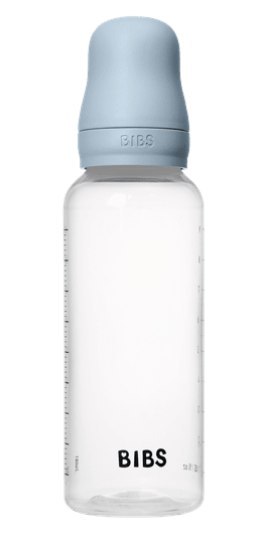BIBS BUTELKA PLASTIC PP ze smoczkiem antykolkowym z kauczuku naturalnego poj. 270 ml BABY BLUE
