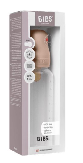 BIBS BUTELKA PLASTIC PP ze smoczkiem antykolkowym z kauczuku naturalnego poj. 270 ml BLUSH