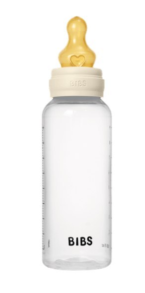 BIBS BUTELKA PLASTIC PP ze smoczkiem antykolkowym z kauczuku naturalnego poj. 270 ml IVORY