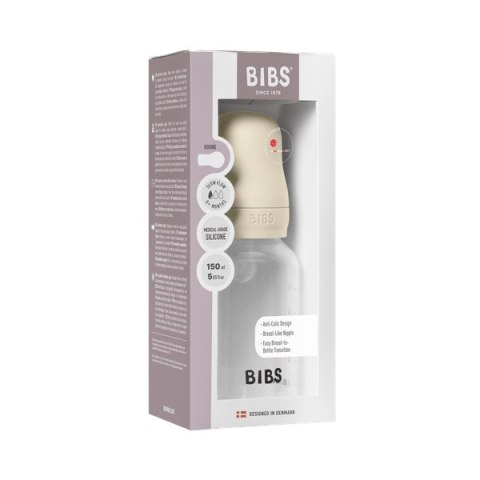 BIBS BUTELKA PLASTIC PP ze smoczkiem antykolkowym z silikonu medycznego poj. 150 ml IVORY
