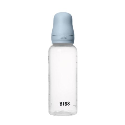 BIBS BUTELKA PLASTIC PP ze smoczkiem antykolkowym z silikonu medycznego poj. 270 ml BABY BLUE