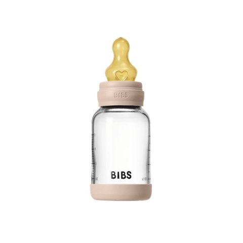 BIBS BUTELKA SZKLANA ze smoczkiem antykolkowym z kauczuku naturalnego poj 120 ml BLUSH